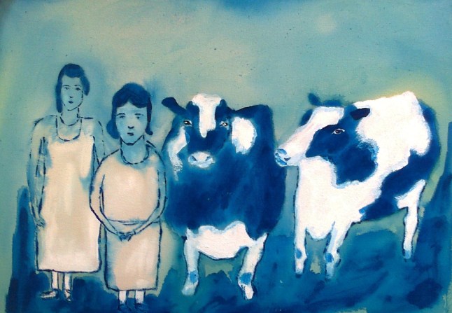people and cows